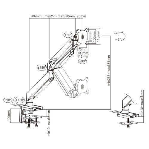 IErgo 7 Heavy Duty Monitor Arm Carries up to 15kg VESA Mount Monitor Stand