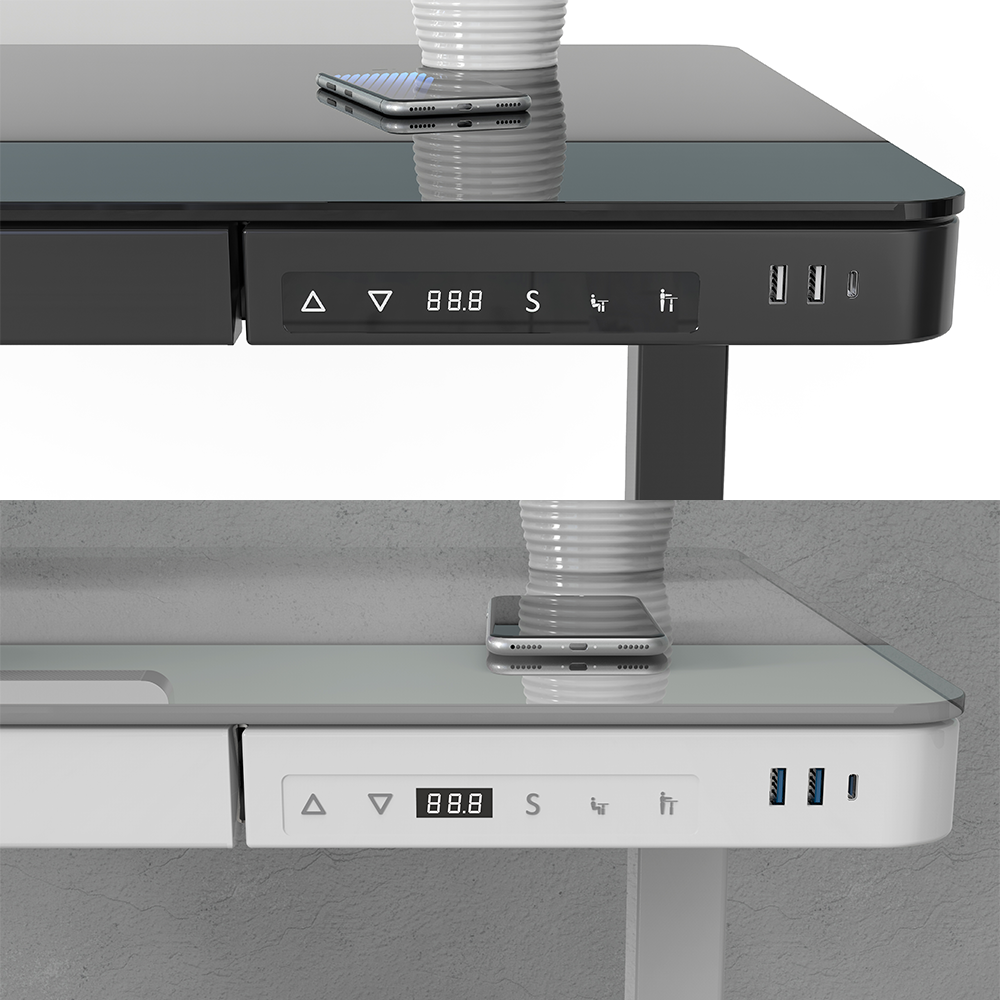Noble Height Adjustable Desk Tempered Glass Series
