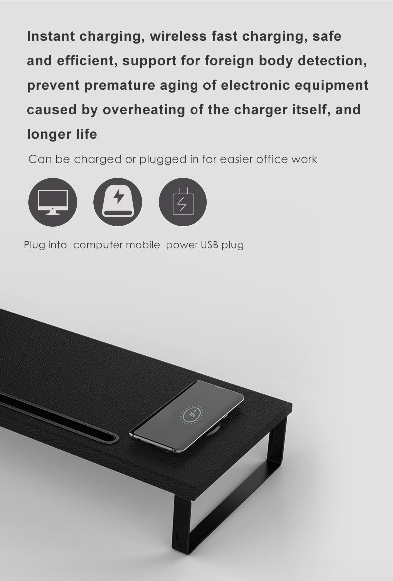 Monitor Stand Riser Aluminum base with Wireless Charger